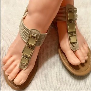 Call It Spring Tan Cream Beige Elastic Sandals 8